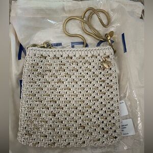 New Clare V Small White Shoulder Cotton Cording Bag Cleore